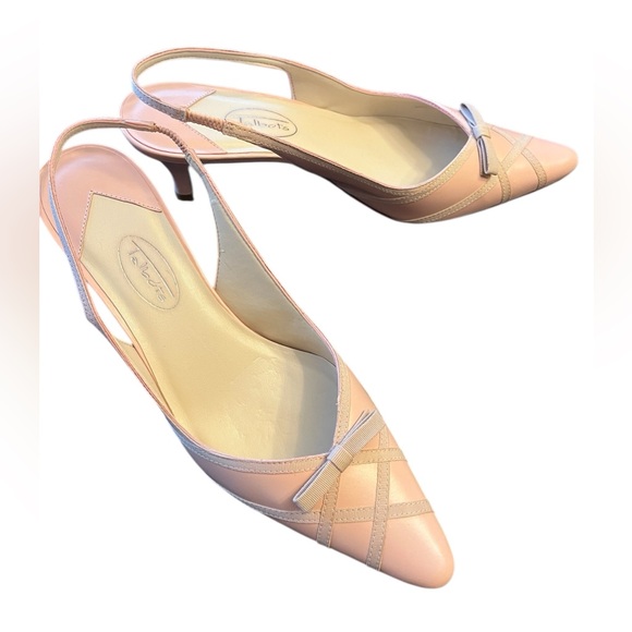Talbots Shoes - Talbots Pale Light Pink Leather Pointed Toe Heels Shoes Size 8M Vintage